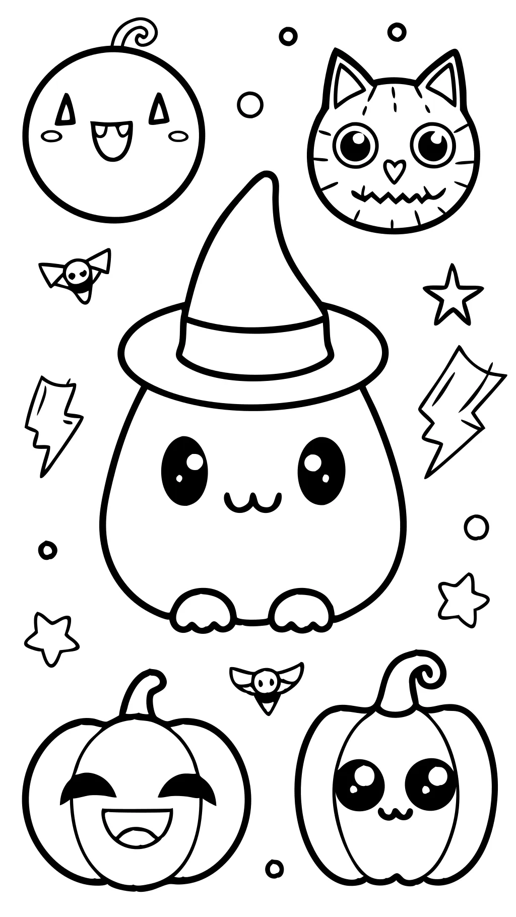 kawaii halloween coloring pages